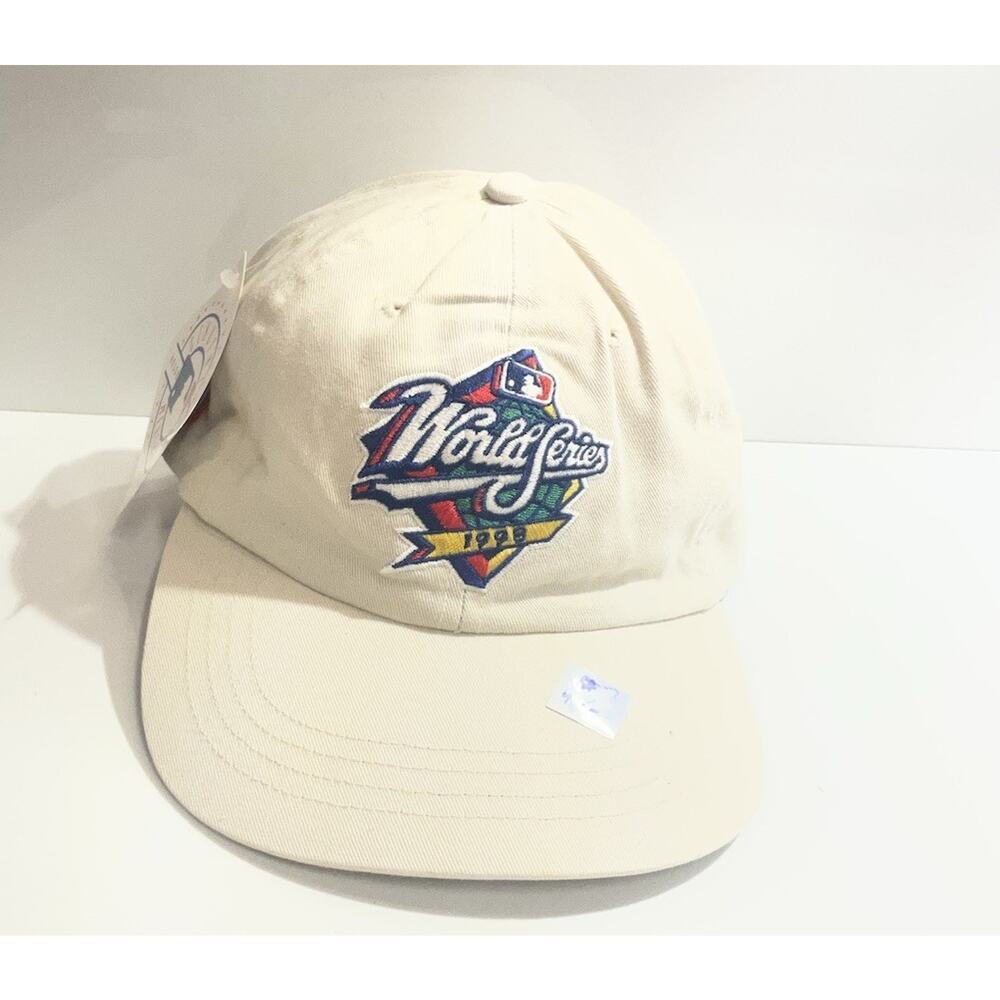 1998 World Series Vintage Logo 7 Strapback Cap Hat - NWT OFF WHITE